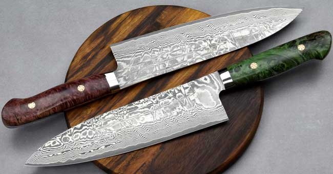 סכיני שף יפניים מבית שירו קאמו | סדרת SG2 Damascus ידית קאסטום