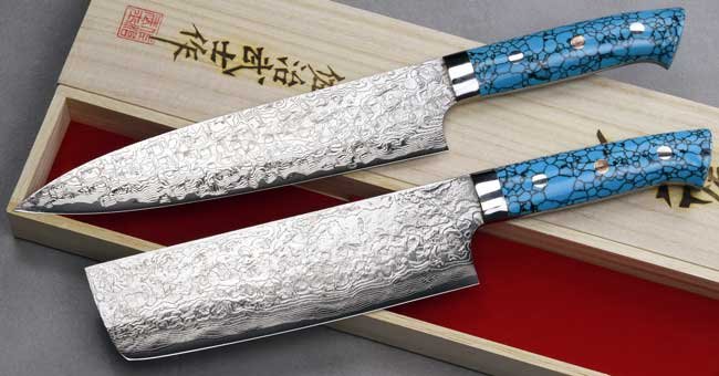סכיני שף יפניים מבית טאקשי סאג'י מסדרת דמשק יהלום