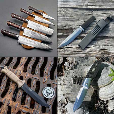 דוגמאות לסכינים הנמכרים בחנות